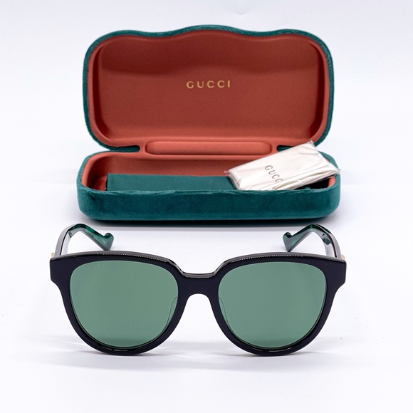 NEW GUCCI GG0960SA 001 BLACK GREEN WOMEN’S SUNGLASSES GUCCI - Picture 2 of 15